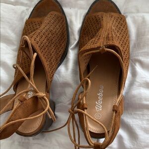 Weeboo Women's Tan Lace-Up Sandals